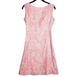 Vintage 60s Cover Girl of Miami Pink Cherry Floral Sleeveless Shift Dress Medium